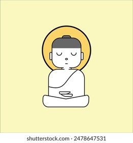 flat monk line art vector illustration. Eps 10.