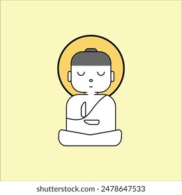 flat monk line art vector illustration. Eps 10.