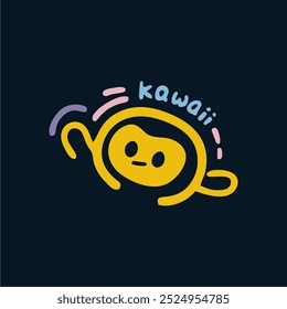 Flat monkey icon kawai can be put on any design for accessories