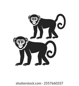 flat monkey vector silhouette on white background