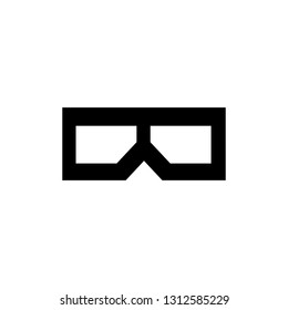 Flat monochrome 3D glasses icon for web sites and apps. Minimal simple black and white 3D glasses icon. Isolated vector black 3D glasses icon on white background.