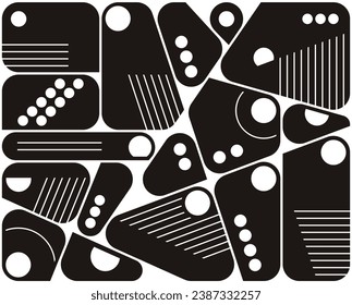 Fondo plano monocromo con formas geométricas abstractas redondeadas. Archivo vectorial fácil de colorear y personalizar. Estilo Bauhaus.
