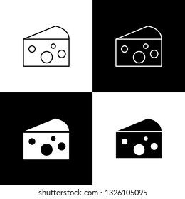 Flat monochrome cheese icon set for web sites and apps. Minimal simple black and white cheese icon set. Isolated vector cheese icon set for various projects.
