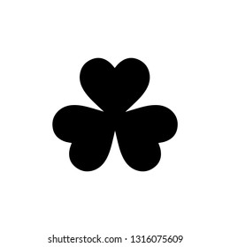 Flat monochrome clover leaf icon for web sites and apps. Minimal simple black and white clover leaf icon. Isolated vector black clover leaf icon on white background.