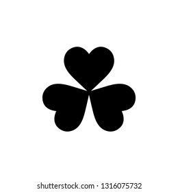 Flat monochrome clover leaf icon for web sites and apps. Minimal simple black and white clover leaf icon. Isolated vector black clover leaf icon on white background.