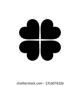 Flat monochrome clover leaf icon for web sites and apps. Minimal simple black and white clover leaf icon. Isolated vector black clover leaf icon on white background.