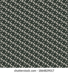 Flat monochrome design consisting of abstract signs and wavy ribbons arranged alternately. Wallpaper texture.