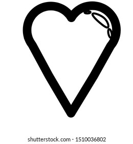 Flat monochrome design of an isolated heart. Lovely single vector illustration.