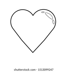 Flat monochrome design of an isolated heart. Lovely single vector illustration.