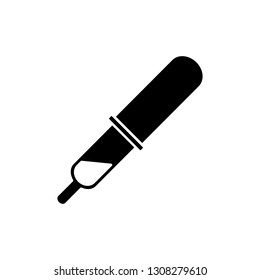 Flat monochrome dropper icon for web sites and apps. Minimal simple black and white dropper icon. Isolated vector black dropper icon on white background.