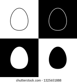 Flat monochrome egg icon set for web sites and apps. Minimal simple black and white egg icon set. Isolated vector egg icon set for various projects.