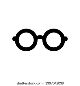 Flat monochrome glasses icon for web sites and apps. Minimal simple black and white glasses icon. Isolated vector black glasses icon on white background.
