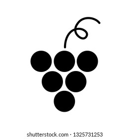 Flat monochrome grape symbol for web sites and apps. Minimal simple black and white grape symbol. Isolated vector black grape symbol on white background.