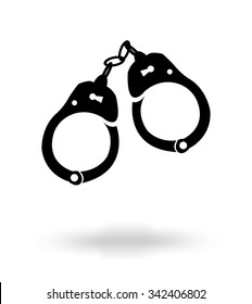 Flat monochrome handcuffs, vector illustration