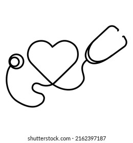 Flat Monochrome Image Heart Stethoscope Icon Stock Vector (Royalty Free ...