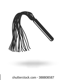 Flat Monochrome Lash, Whip, Sex Toys Bdsm, Vector Illustration