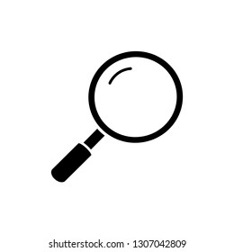 Flat monochrome magnifier icon for web sites and apps. Minimal simple black and white magnifier icon. Isolated vector black magnifier icon on white background.