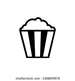 Flat monochrome popcorn icon for web sites and apps. Minimal simple black and white popcorn icon. Isolated vector black popcorn icon on white background.