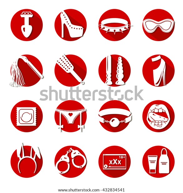 Flat Monochrome Sex Shop Icon Set Stock Vector Royalty Free 432834541 8864