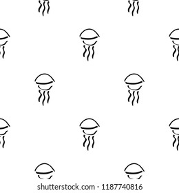 Flat monochrome vector seamless sea fish sketch pattern. Fabric textile summer pattern. Cute doodle pattern with underwater sea creatures. Vector illustration naive element for design and wallpaper.