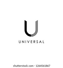 Flat monogram initial U logo design inspiration