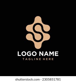 Flat monogram logotype golden letter S