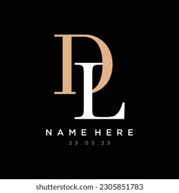 Flat monogram logotype golden letter initial DL or LD