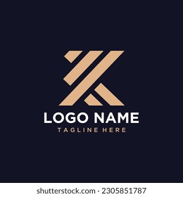 Flat monogram logotype golden letter K