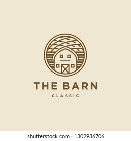 Flat Monoline Barn Logo Vector 