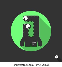 Flat monster on black background