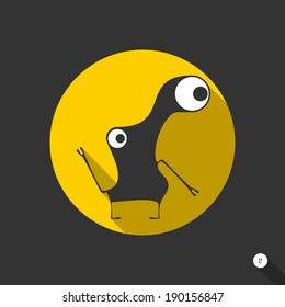 Flat monster on black background