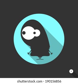 Flat monster on black background