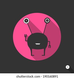 Flat monster on black background