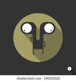 Flat monster on black background