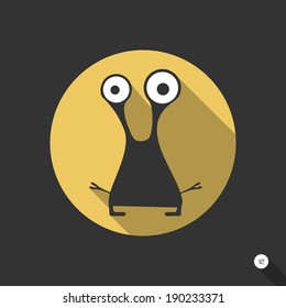 Flat monster on black background