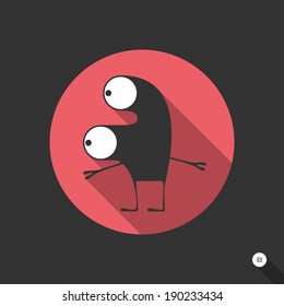 Flat monster on black background