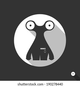 Flat monster on black background