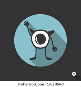 Flat monster on black background
