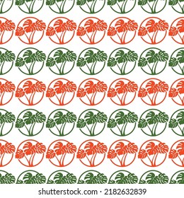 Flat monstera leaves seamless pattern, monstera background simple design