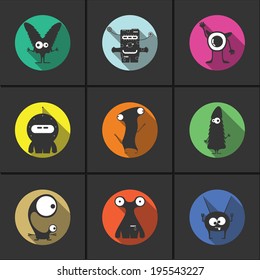 Flat monsters - vector set