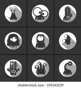 Flat monsters - vector set