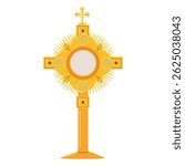 Flat monstrance illustration. Symbol for the exposition of the Blessed Sacrament