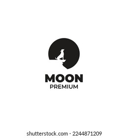 Ilustración vectorial del logotipo del perro luna plana