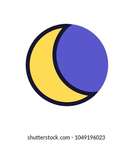 Flat Moon Icon. Night symbol. Vector illustration. EPS10. on white background