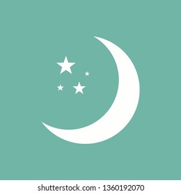 Flat Moon Icon. Night symbol.