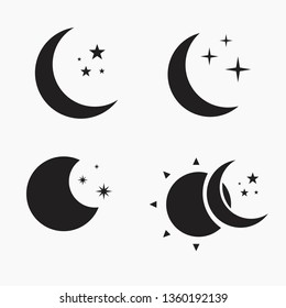 Flat Moon Icon. Night symbol