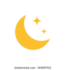 Flat Moon Icon. Night Symbol. Vector Illustration. EPS10.