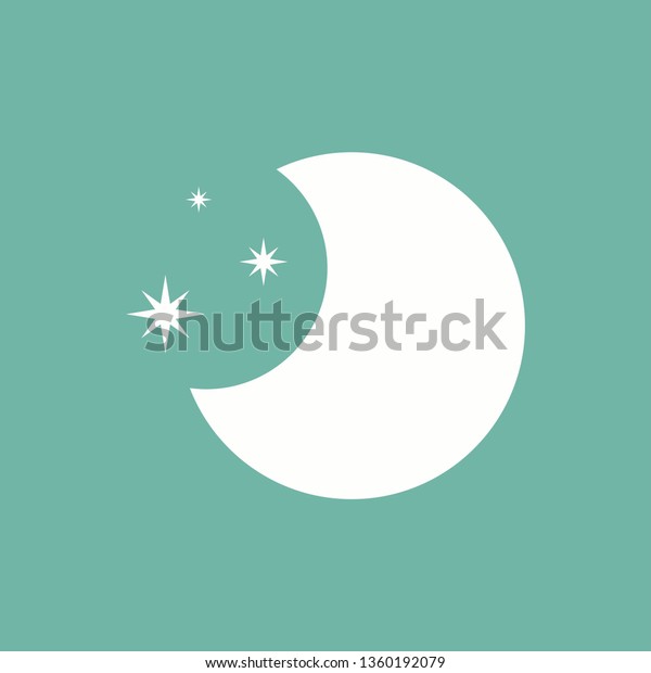 Flat Moon Icon. Night
symbol.