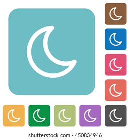 Flat moon icons on rounded square color backgrounds.