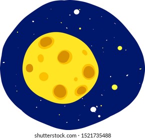 Flat moon, illustration, vector on white background.